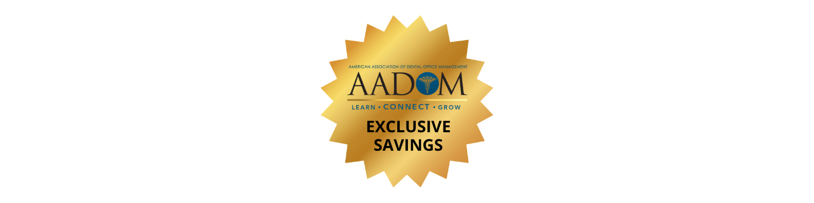 gold star badge showing AADOM exclusive savings on Edify Dental Marketing packages
