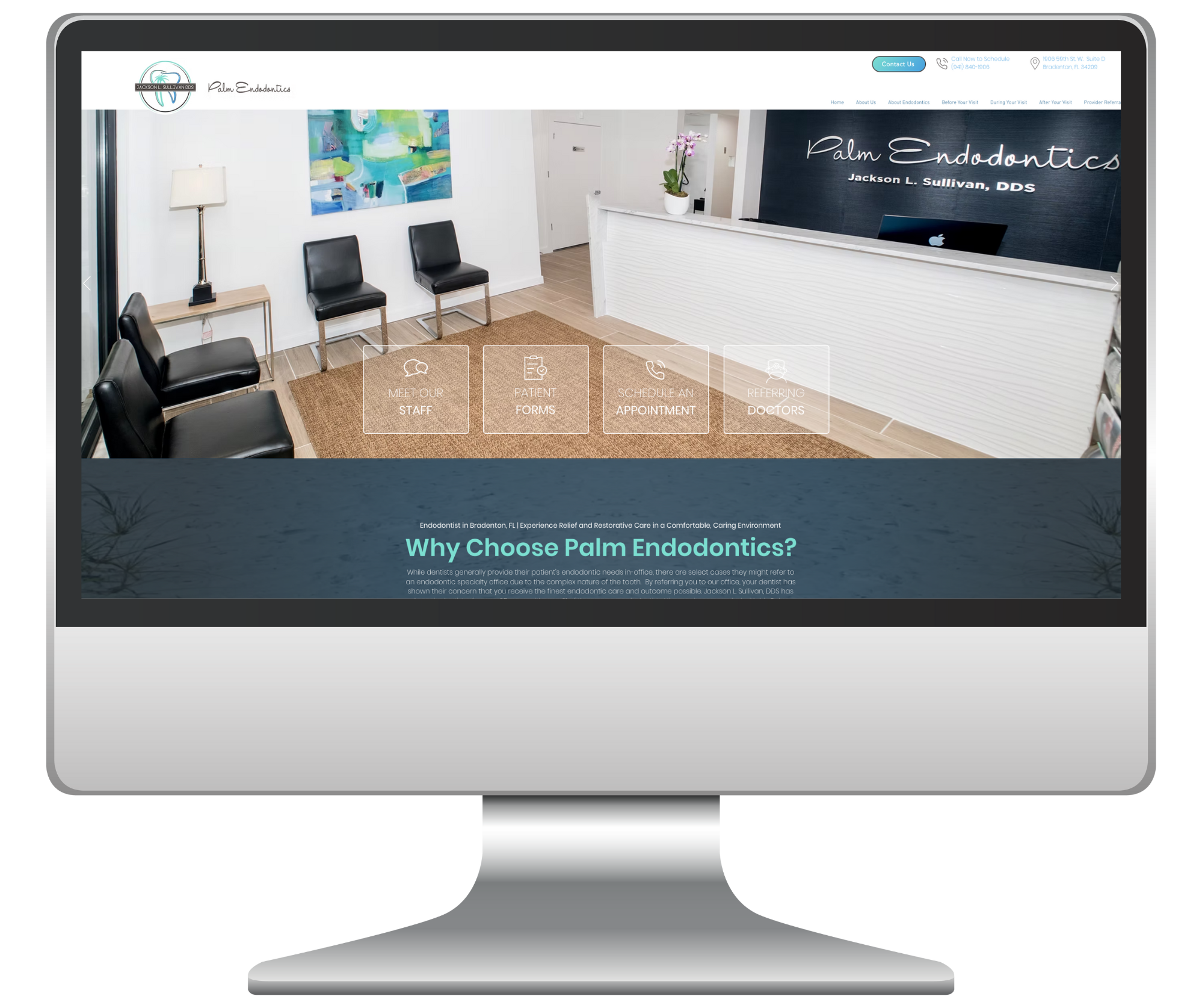 image of endodontist website in computer screen