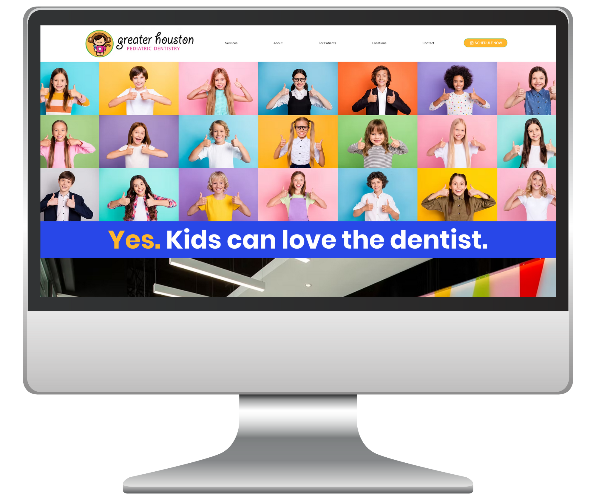 image of pediatric dentistry website in computer screen
