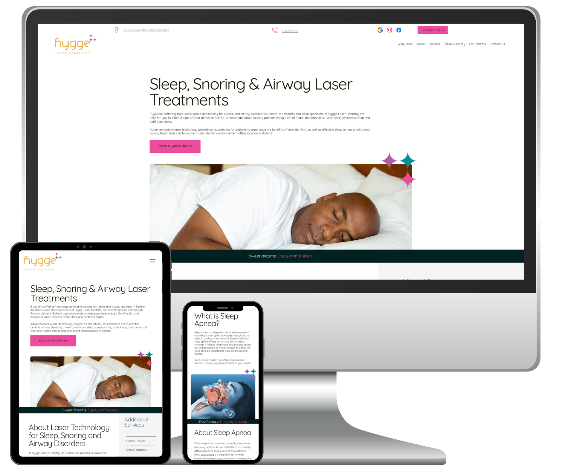 image of sleep apnea specialist website in computer screen