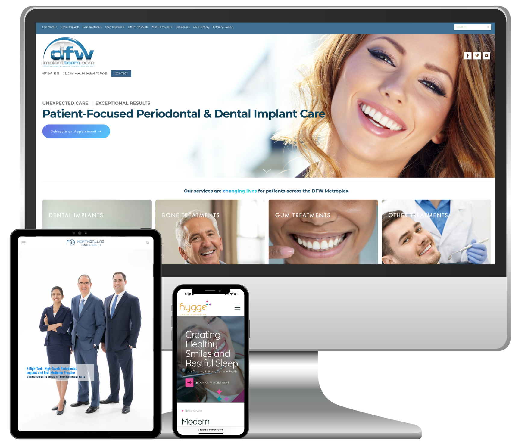 multiple devices showing custom dental websites designed and hosted by Edify Dental Marketing